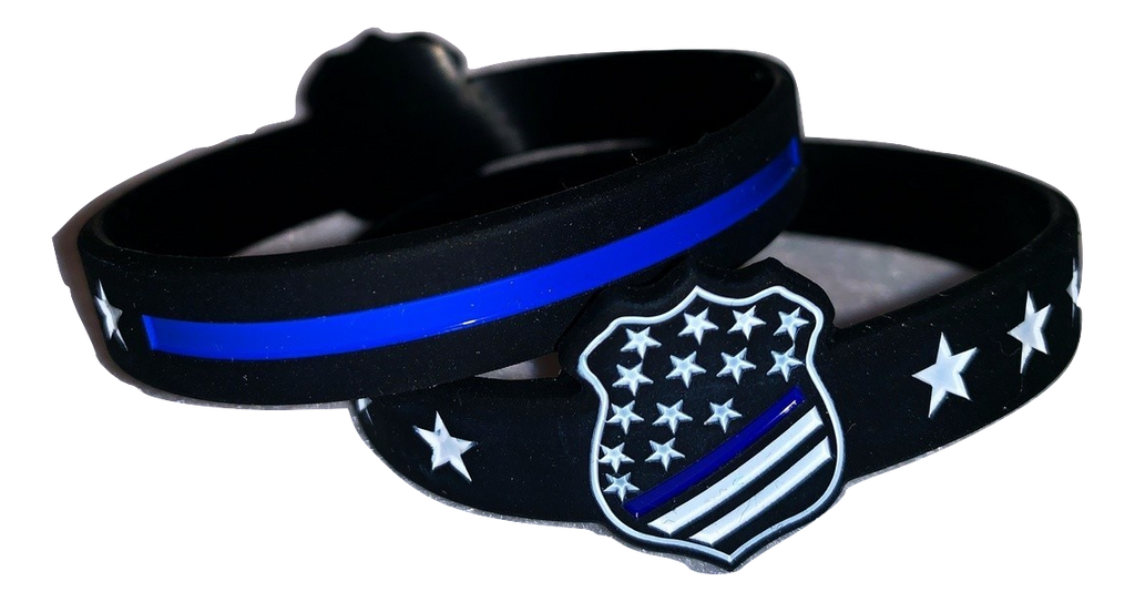 Two Dimensional Thin Blue Line Flag Wristbands
