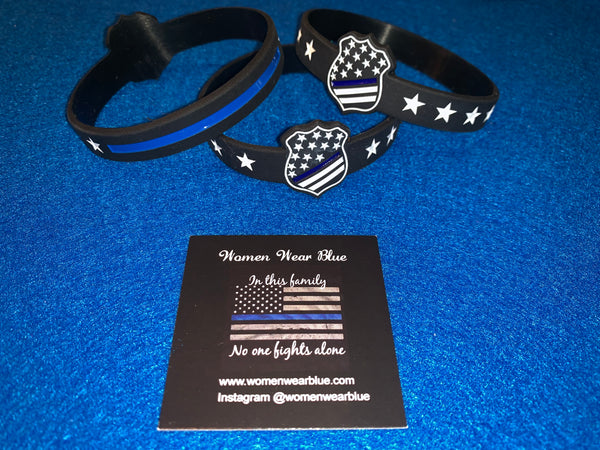 Two Dimensional Thin Blue Line Flag Wristbands