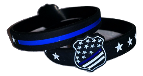 Two Dimensional Thin Blue Line Flag Wristbands