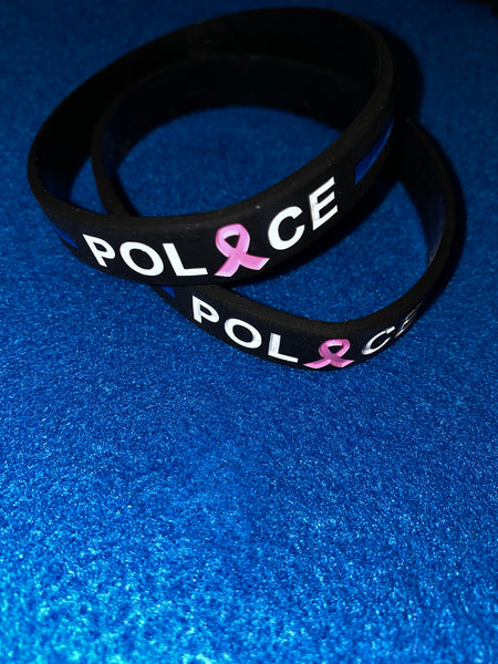10 "Police" Breast Cancer Awareness Wristbands